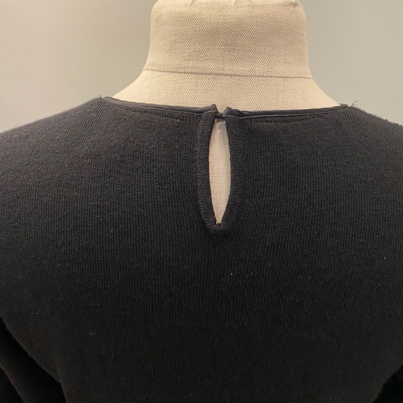 Kenar Black Lambs Wool Deep V Neck Sweater with Beading, & Lace / Womens Size M - Picture 9 of 12